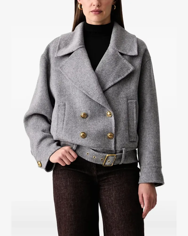 Luisa Spagnoli Doppelreihige Scalare Jacke mit Gürtel - Grau Grau