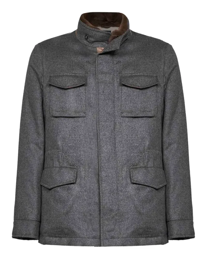 BARBA fur-trimmed field jacket - Grau Grau