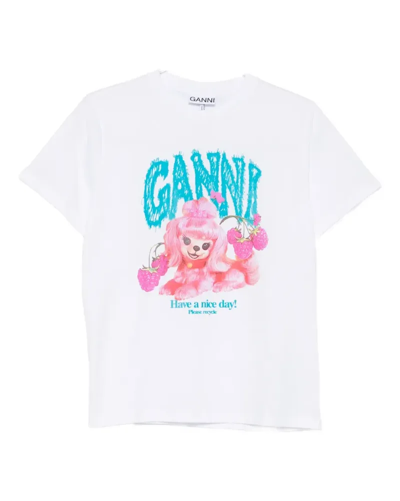 Ganni dog graphic T-shirt - Weiß Weiß