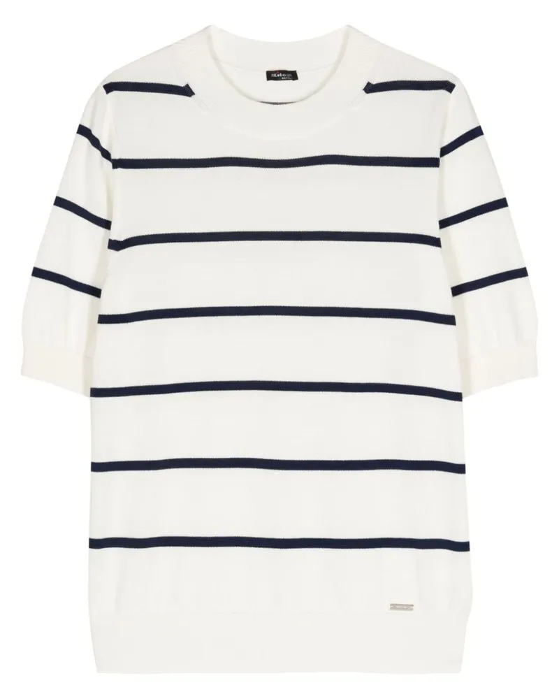 Kiton Gestreiftes T-Shirt - Weiß Weiß