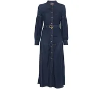 Langes Jeanskleid mit Gürtel - Blau