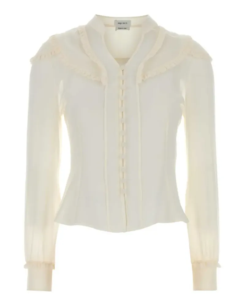 Alexander McQueen ruffled chiffon blouse - Nude Nude