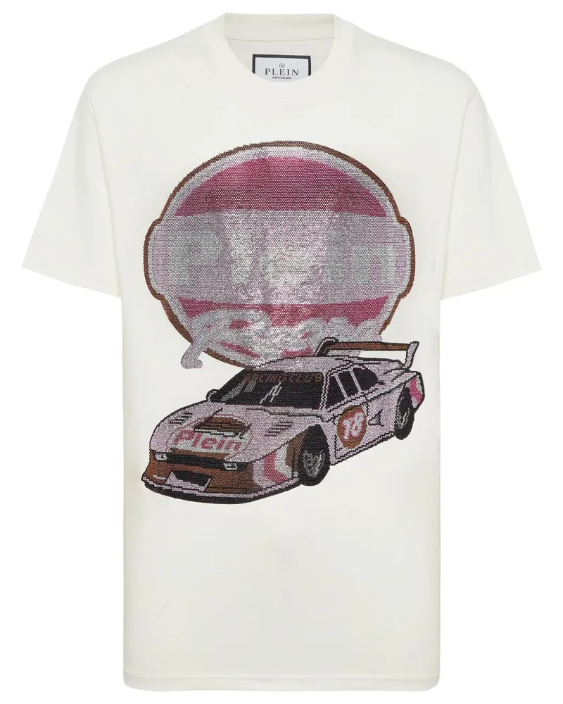 Philipp Plein Strass Cars Racing T-Shirt - Weiß Weiß