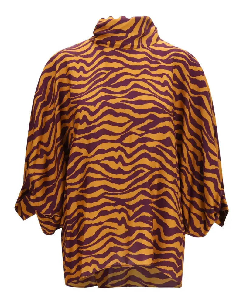 Kristina Ti zebra-print high-neck blouse - Orange Orange