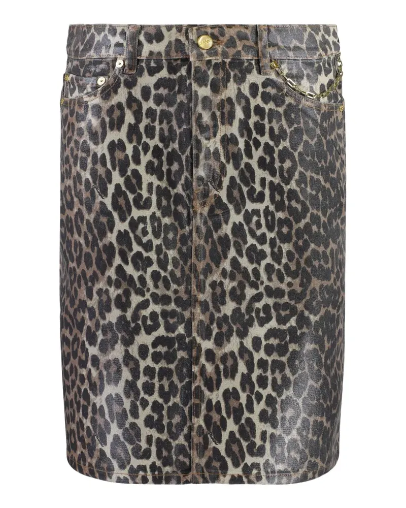 Ganni leopard print short skirt - Nude Nude