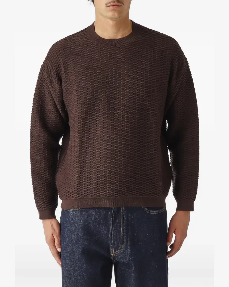 Emporio Armani waffle-knit crew-neck sweater - Braun Braun