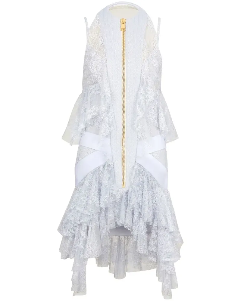 Balmain Minikleid mit Spitzeneinsatz - Grau Grau