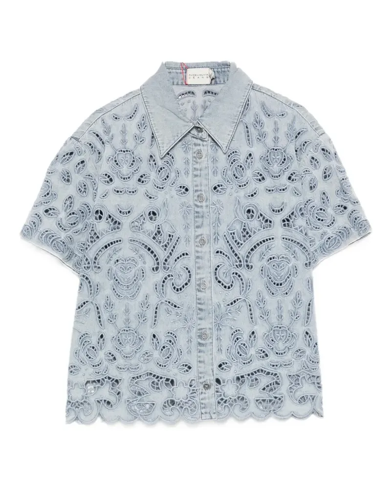 Alice + Olivia floral-lace button shirt - Blau Blau