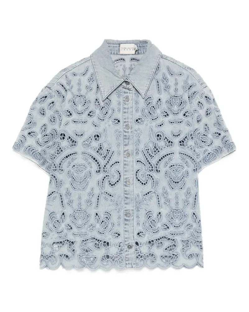 Alice + Olivia Hemd aus Blumenspitze - Blau Blau
