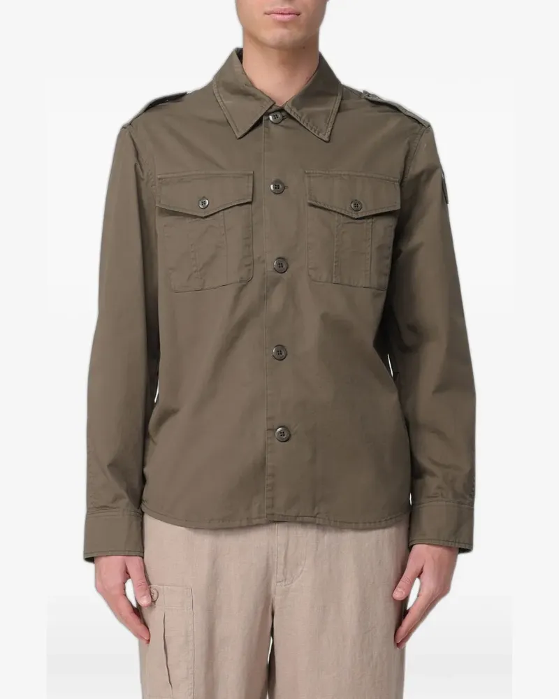 Blauer logo-patch button-up shirt - Grün Grün