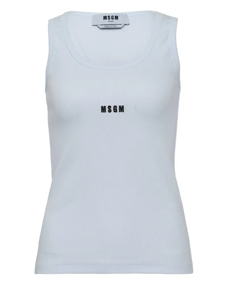 MSGM logo-embroidered ribbed tank top - Weiß Weiß
