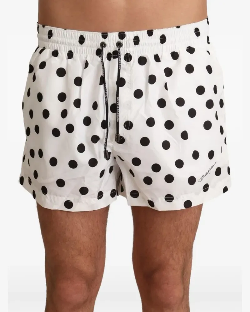 Dolce & Gabbana Badeshorts mit Polka Dots - Weiß Weiß