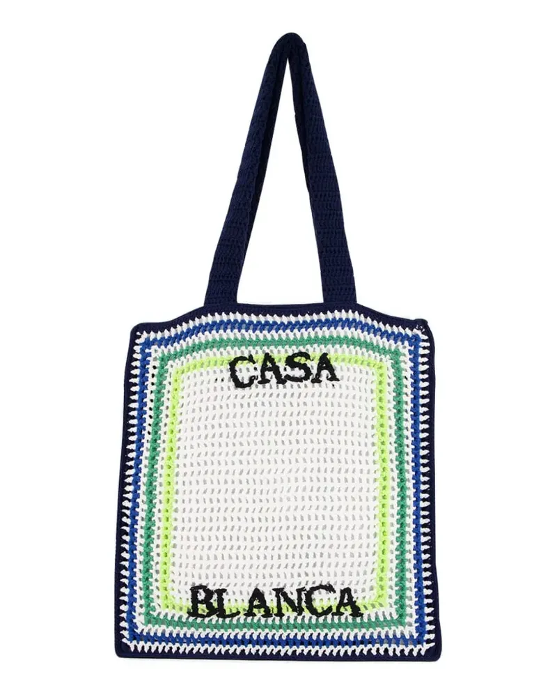 Casablanca Paris stripe crochet shoulder bag - Blau Blau
