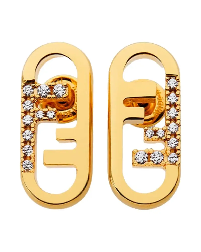 Fendi crystal-embellished metallic earrings - Gold Gold