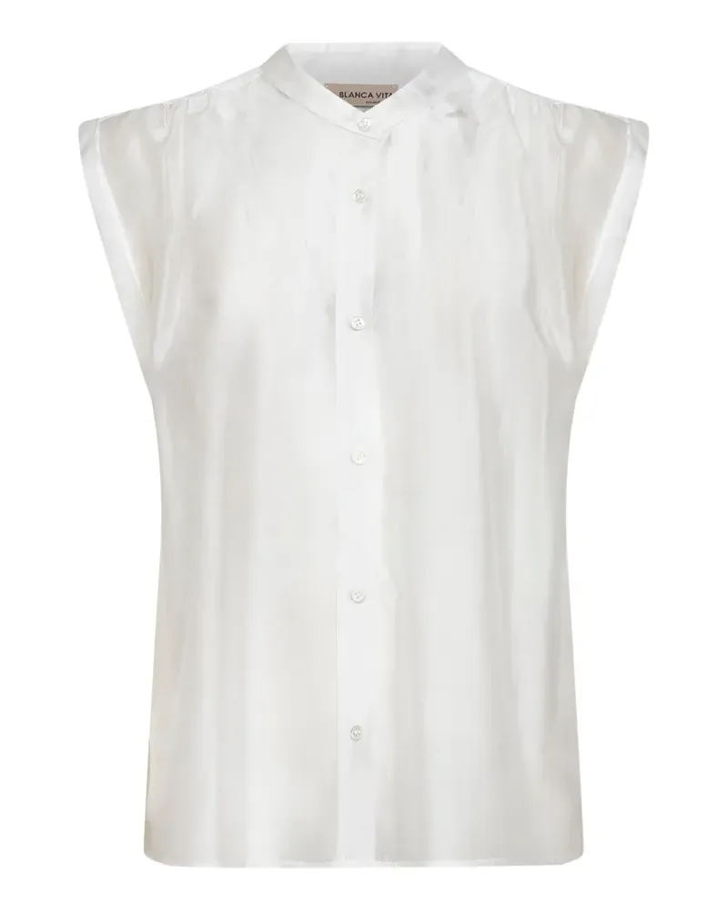 Blanca Bluse mit Stehkragen - Weiß Weiß