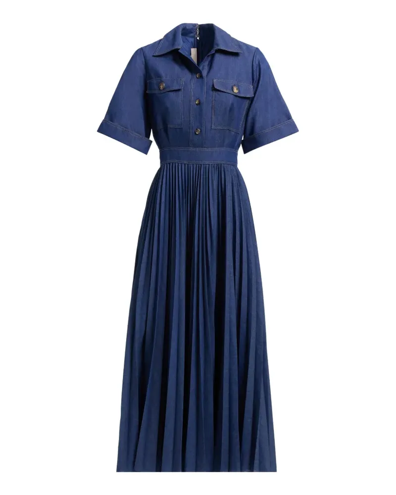 Elie Saab Jeanskleid mit Falten - Blau Blau