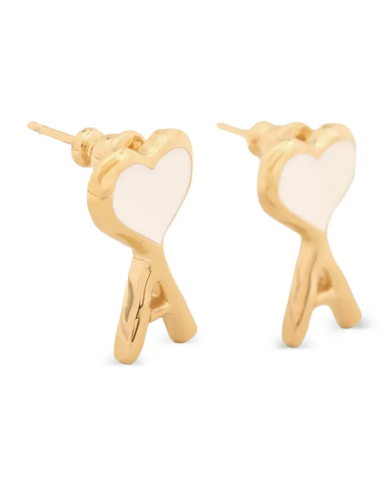 AMI Paris brass earrings with hammered Ami de Coeur - Gold Gold