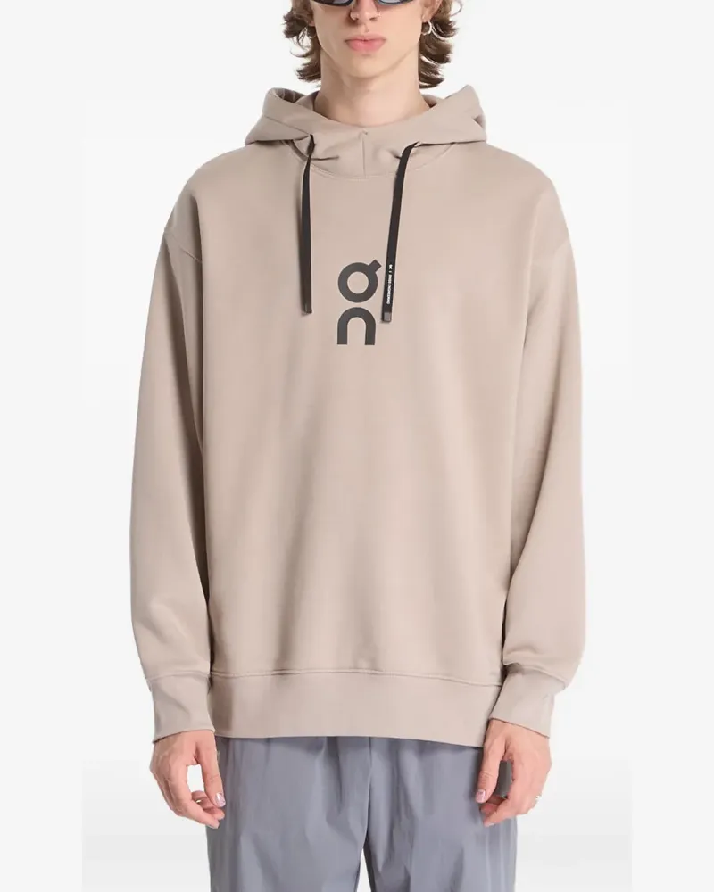 ON Club logo-print drawstring hoodie - Nude Nude