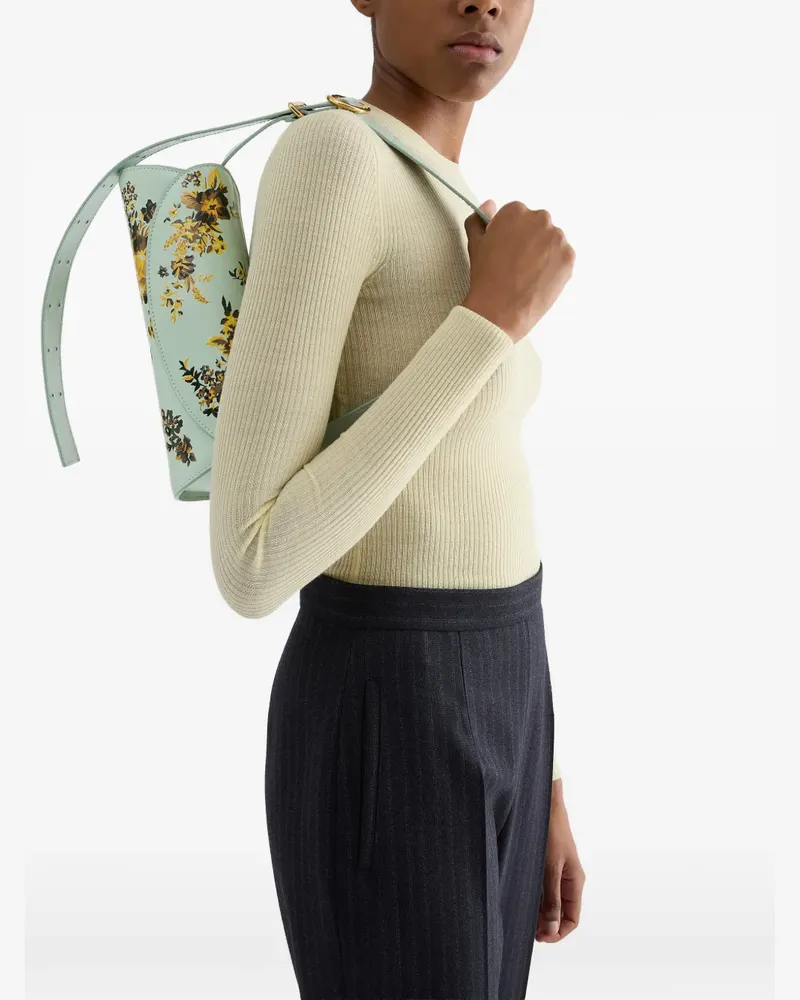 Jil Sander Cannolo Clutch mit Blumen-Print - Blau Blau