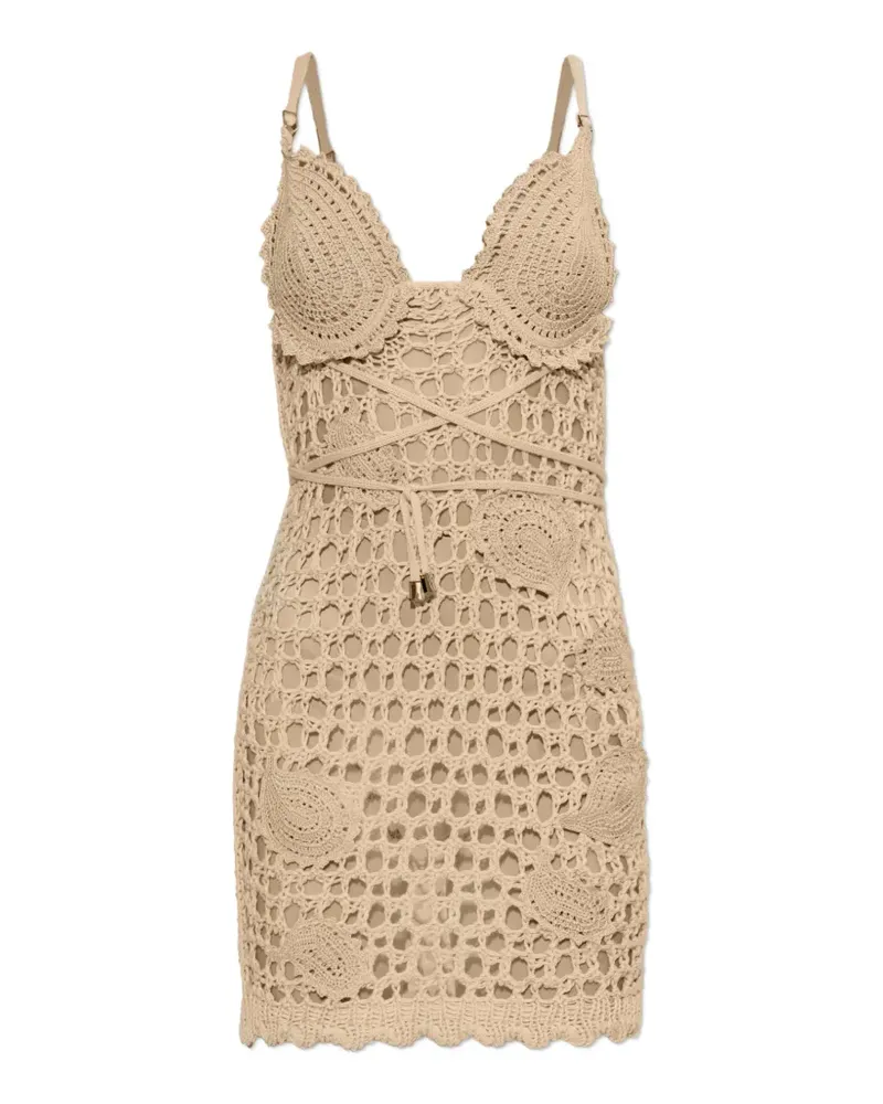 ATTICO crochet-knit mini dress - Nude Nude