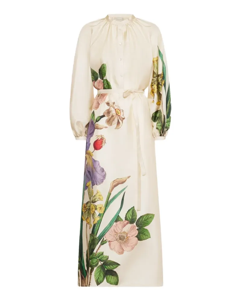 Pierre-Louis Mascia Aloe floral-print silk shirt maxi dress - Nude Nude