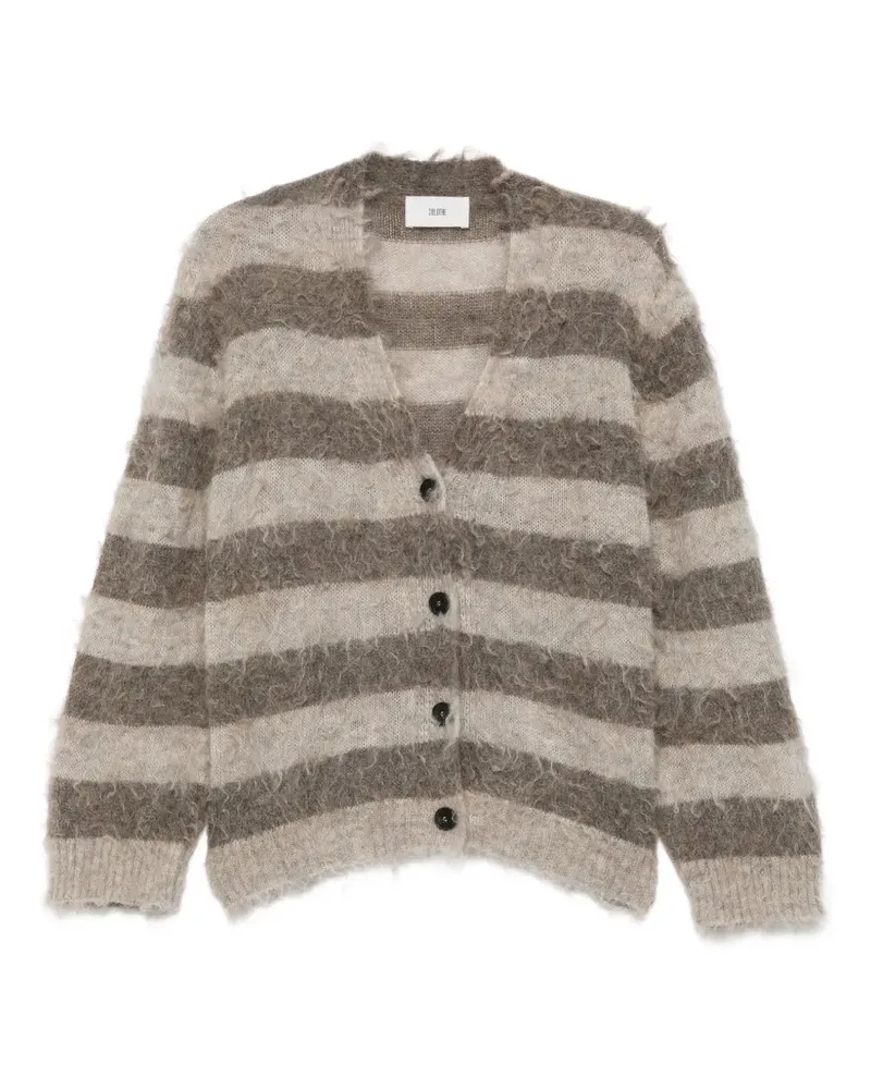 SOLOTRE striped brushed cardigan - Nude Nude