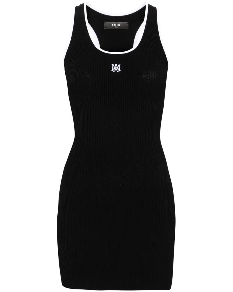 Amiri Geripptes Minikleid mit Kontrastsaum - Schwarz Schwarz
