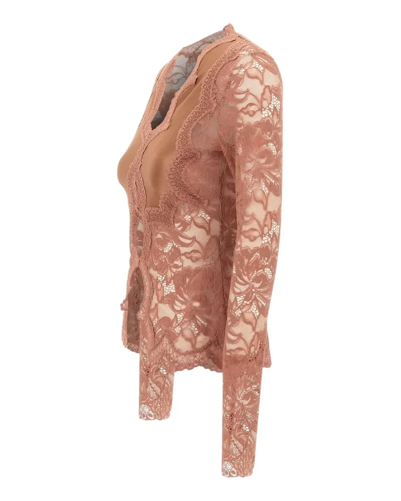 Paco Rabanne floral-lace cut-out top - Nude Nude