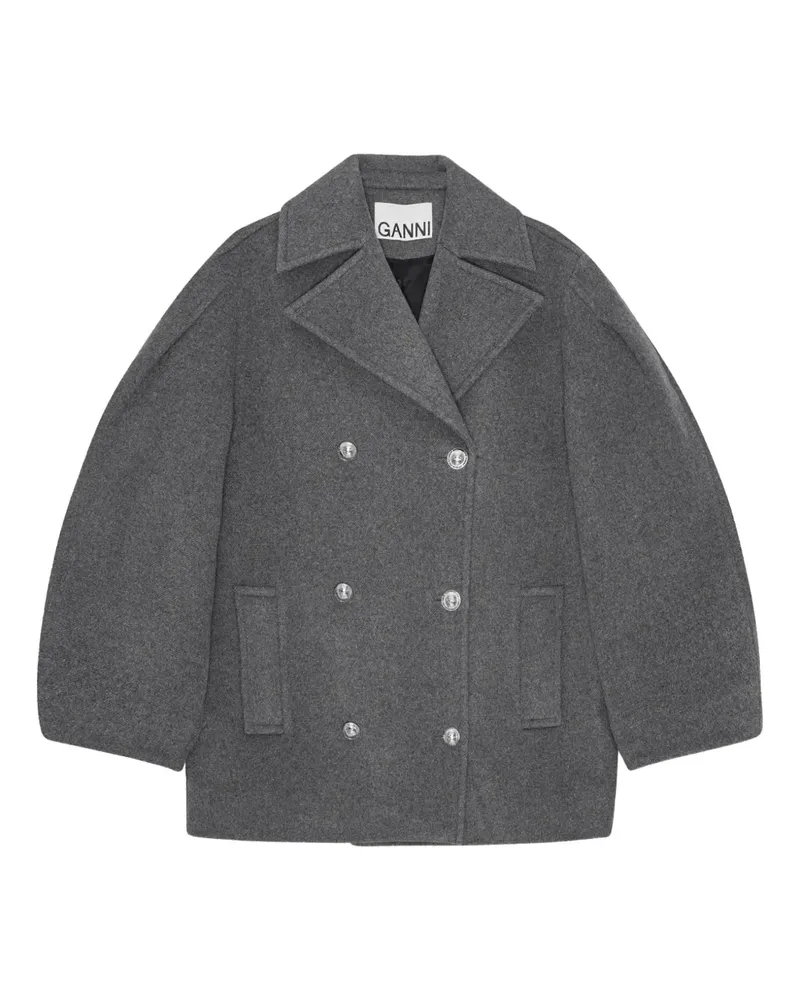 Ganni buttoned double-breasted peacoat - Grau Grau
