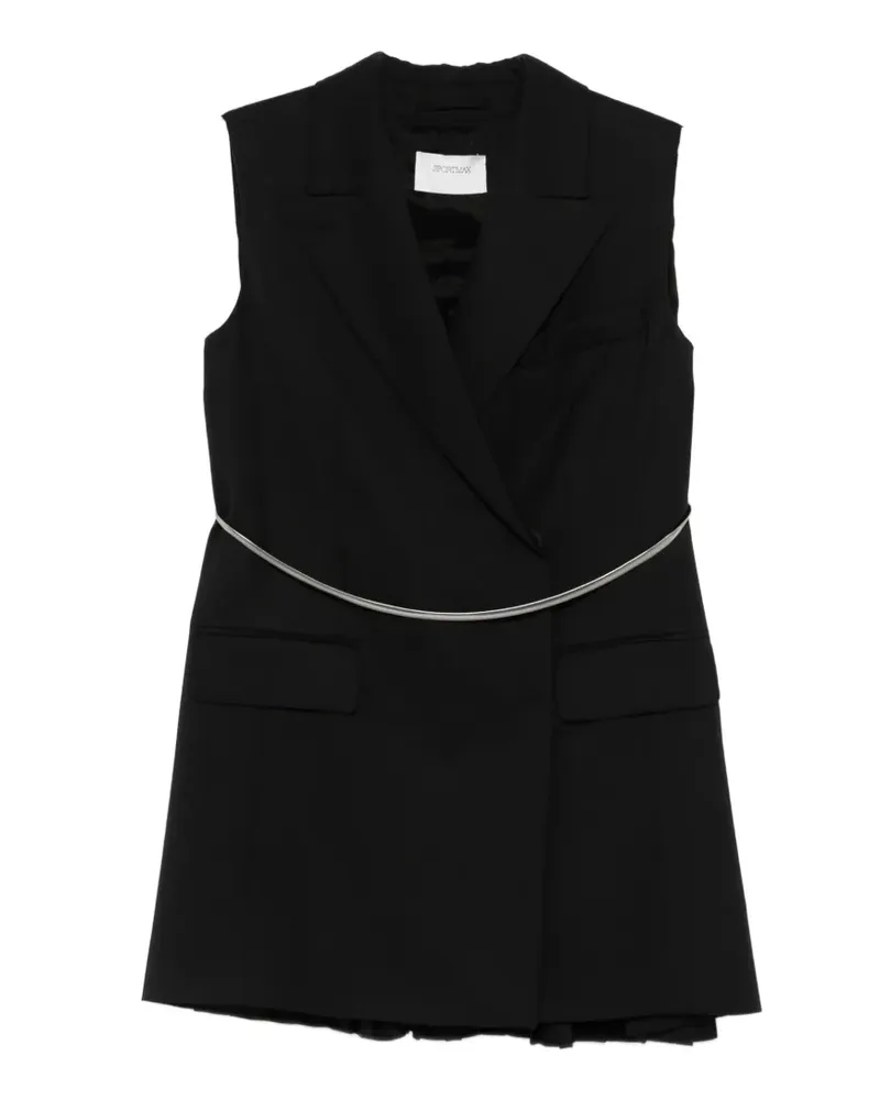SPORTMAX Weste mit silberfarbenem Gürtel - Schwarz Schwarz