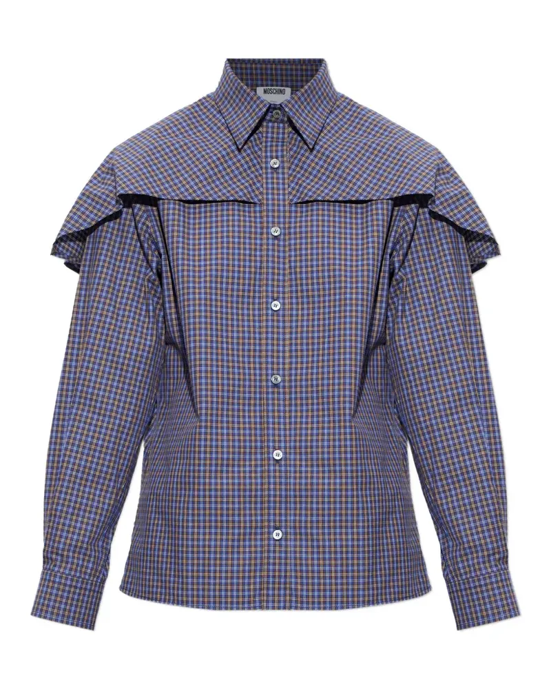 Moschino ruffled checked shirt - Blau Blau