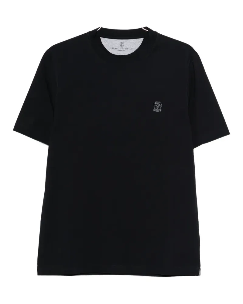 Brunello Cucinelli crew-neck logo T-shirt - Schwarz Schwarz