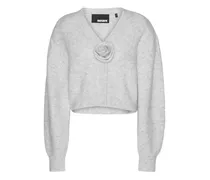 Puffärmel-Cardigan mit Rosendetail - Grau