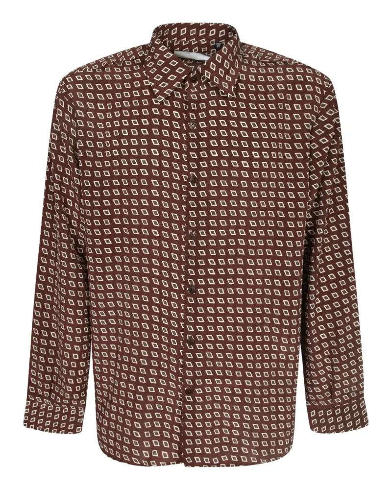 Costumein geometric-print long-sleeved shirt - Braun Braun