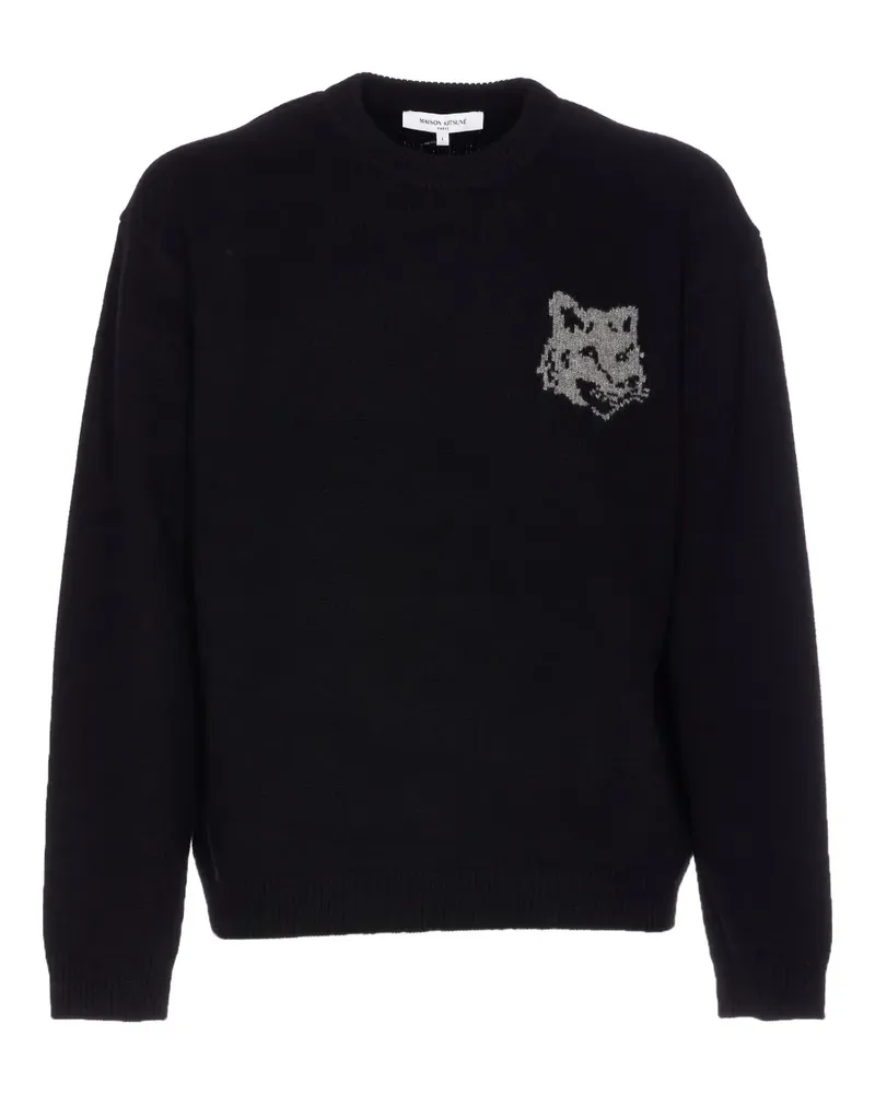 Kitsuné Pullover mit Fuchskopf - Schwarz Schwarz