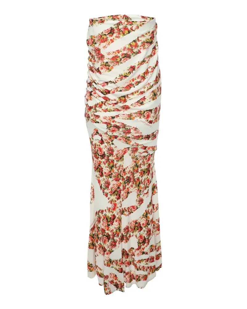 Roberto Cavalli floral-print strapless dress - Weiß Weiß