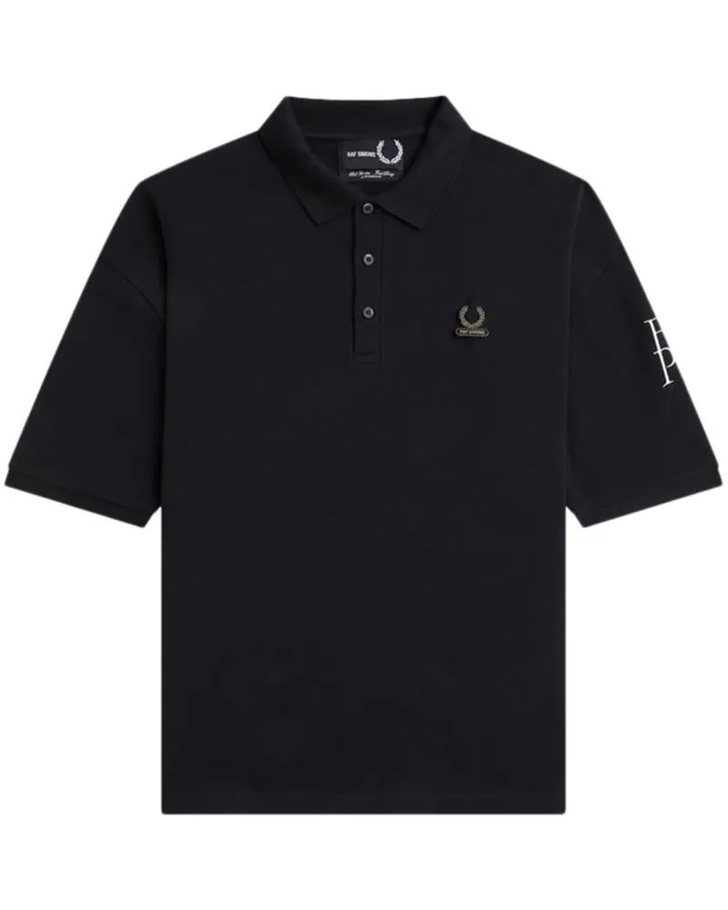 Raf Simons Poloshirt mit Logo-Schild - Schwarz Schwarz