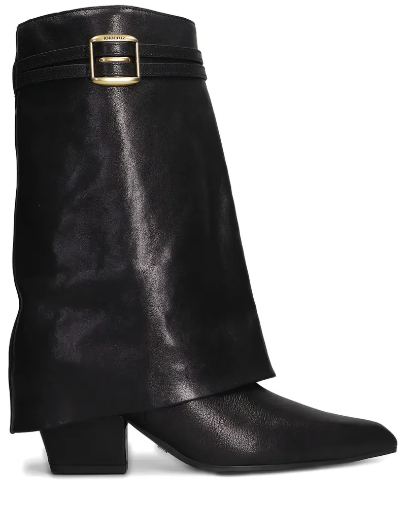 Lola Cruz Yuna Stiefel mit Schnallenriemen 55mm - Schwarz Schwarz