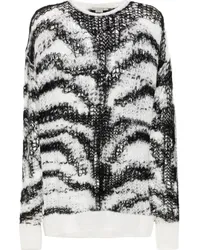 Stella McCartney Lochstrick-Pullover mit Tigermuster Schwarz