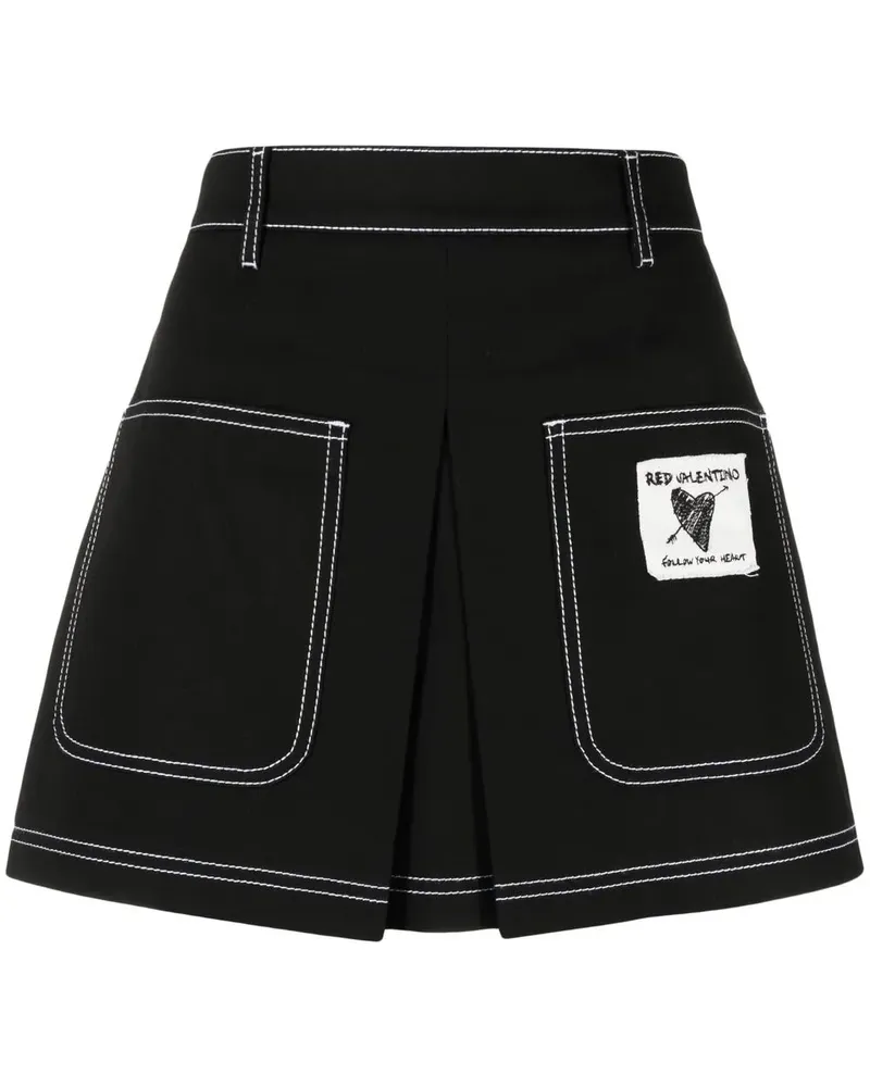 RED Valentino Hosenrock mit Logo-Patch - Schwarz Schwarz