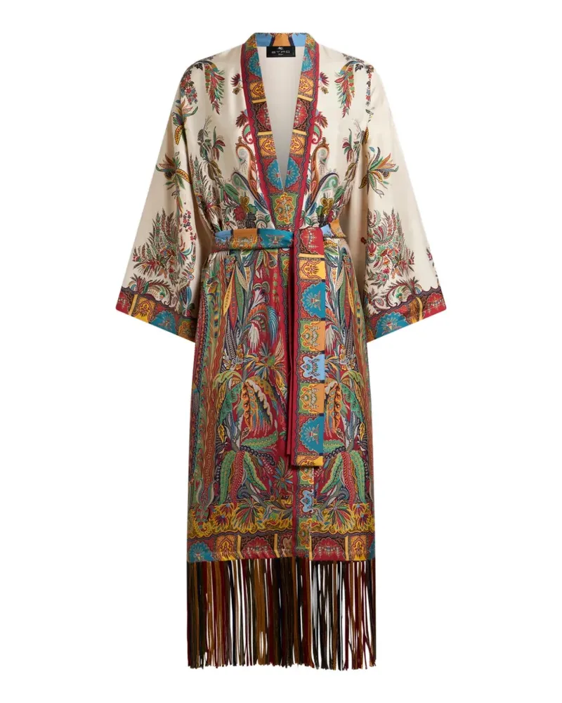 Etro fringed silk oversized jacket - Nude Nude
