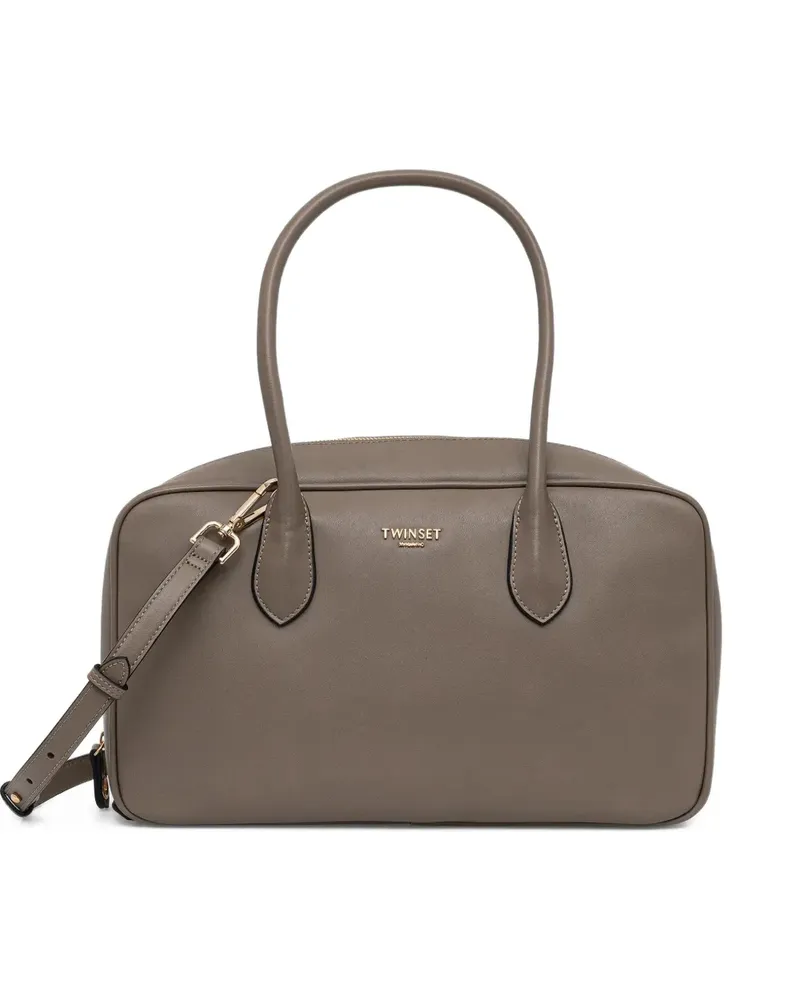 Twin-Set logo-lettering cross body bag - Grau Grau