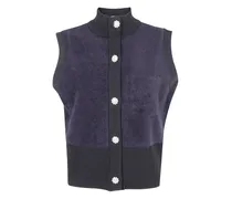 Strickweste mit Knopfleiste - Blau