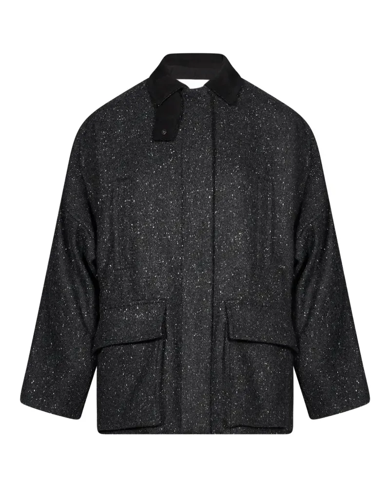 Hevò Castel del Monte speckled-knit flap-pocket coat - Grau Grau