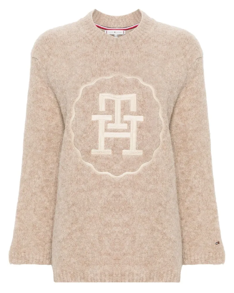 Tommy Hilfiger Pullover mit Logo-Stickerei - Nude Nude