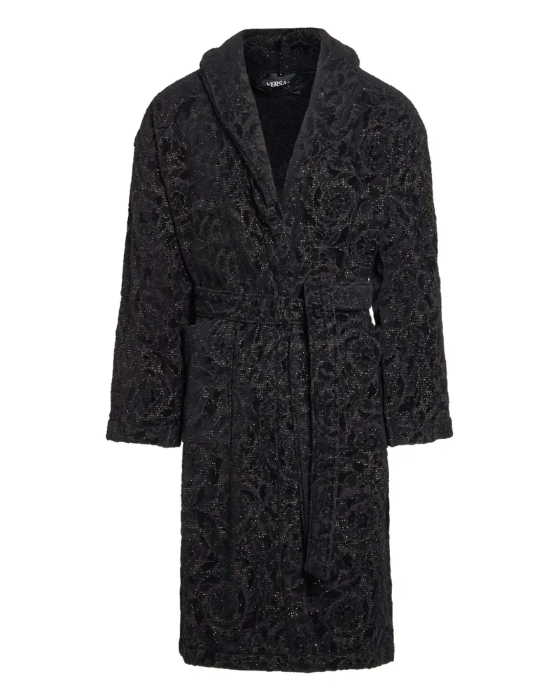 Versace Barocco Bademantel mit Gürtel - Grau Grau