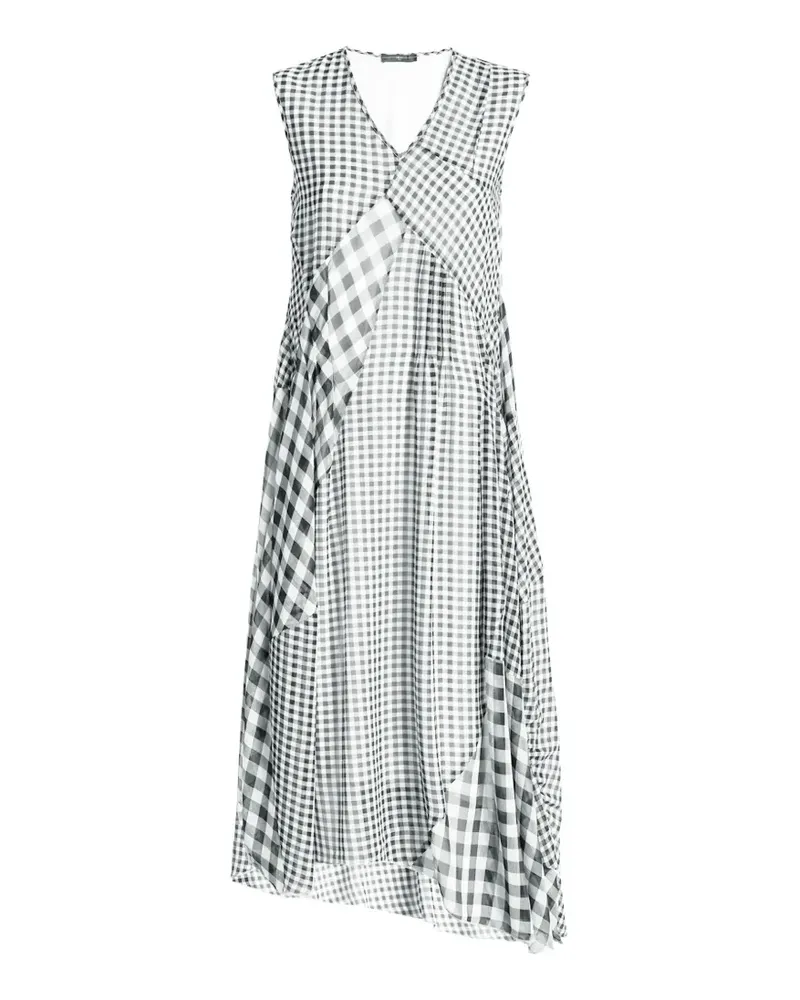 HIGH Portal V-neck gingham-pattern midi dress - Schwarz Schwarz