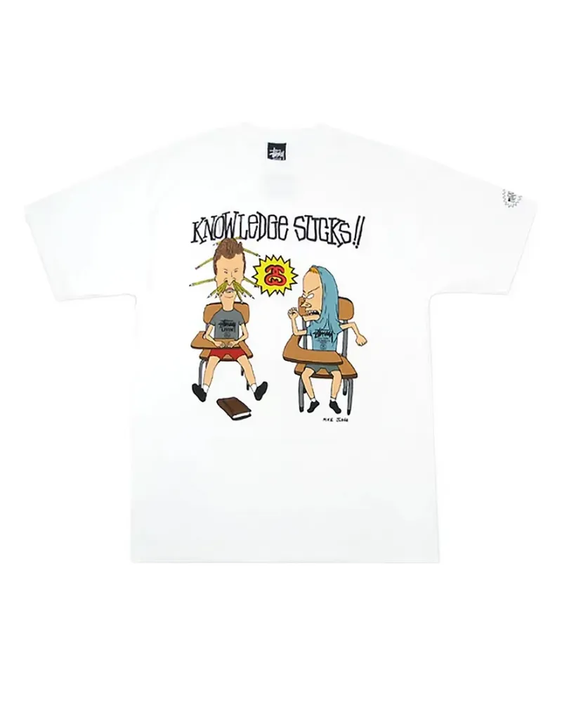 Stüssy x Beavis and Butthead Knowledge Sucks T-Shirt - Weiß Weiß