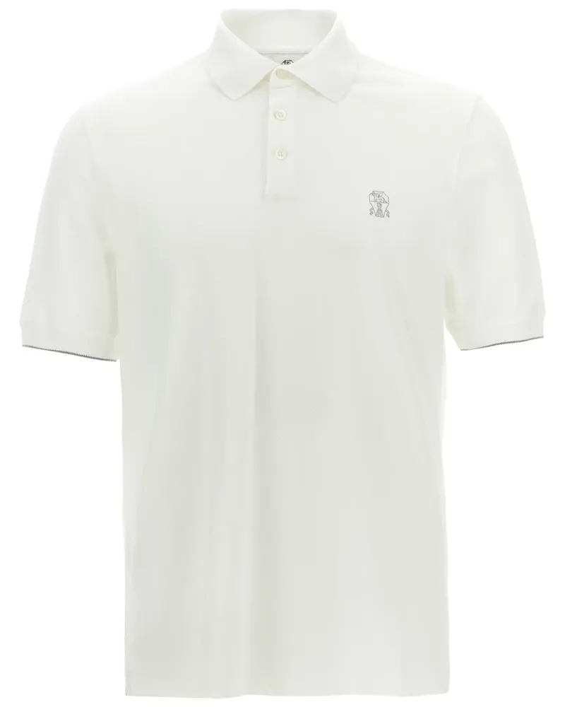 Brunello Cucinelli Poloshirt mit Logo-Print - Weiß Weiß
