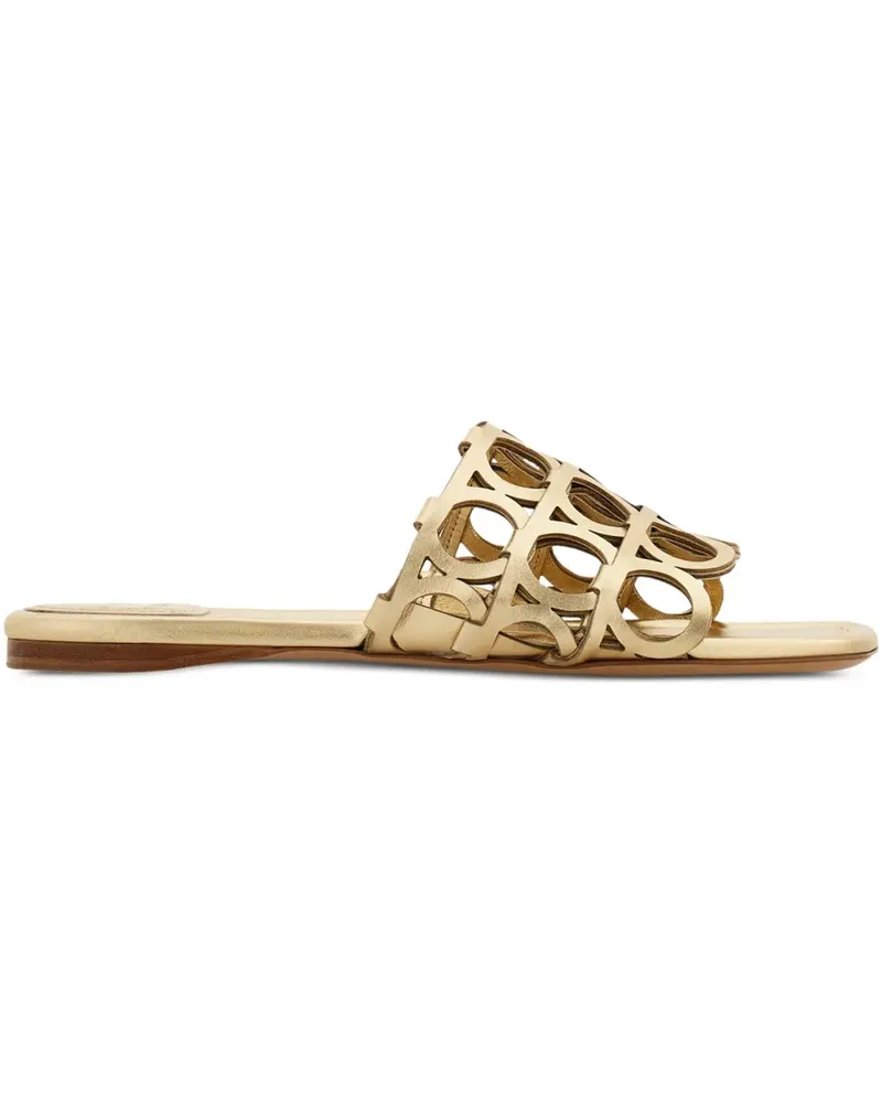 Ferragamo Pantoletten mit Gancini-Detail - Gold Gold